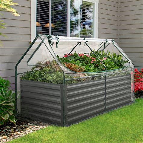 metal raised garden bed planter box with greenhouse cover|quictent raised planting bed.